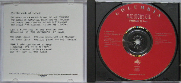 Midnight Oil : Outbreak Of Love (CD, Single, Promo)