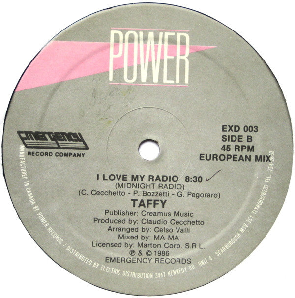 Taffy : I Love My Radio (12")