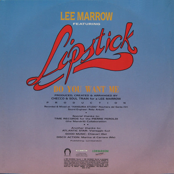 Lee Marrow Featuring Lipstick (3) : Do You Want Me (12")