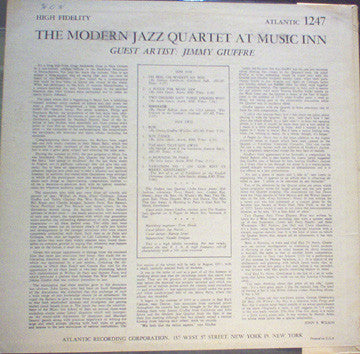 The Modern Jazz Quartet Guest Artist: Jimmy Giuffre : The Modern Jazz Quartet At Music Inn (LP, Album, Mono)