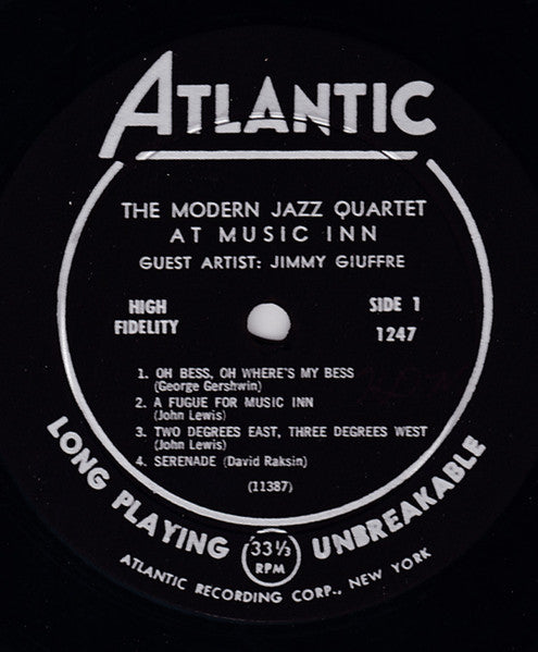 The Modern Jazz Quartet Guest Artist: Jimmy Giuffre : The Modern Jazz Quartet At Music Inn (LP, Album, Mono)