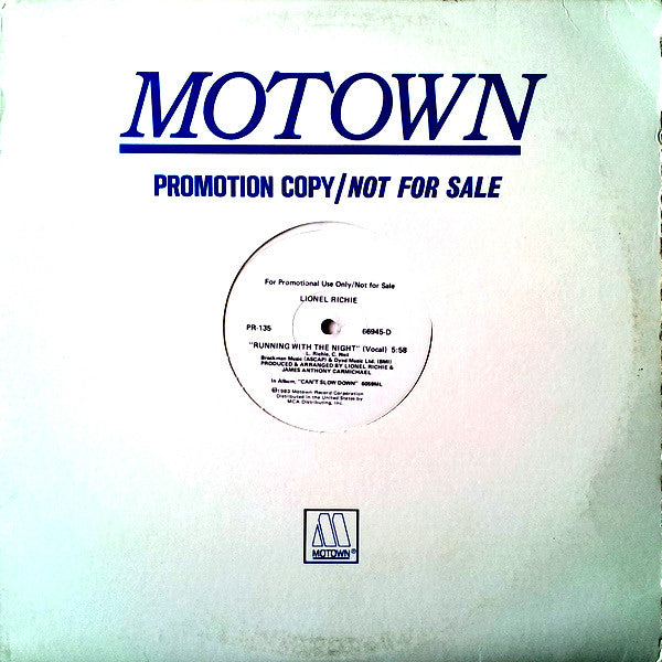 Lionel Richie : Running With The Night (12", Single, Promo)