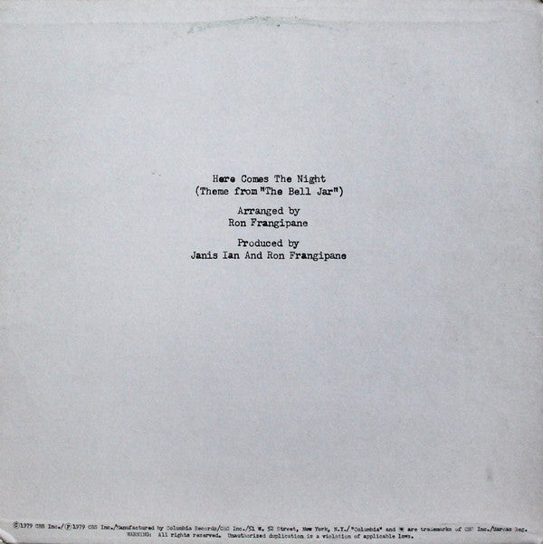 Janis Ian : Here Comes The Night (Theme From "The Bell Jar") (12", Promo)