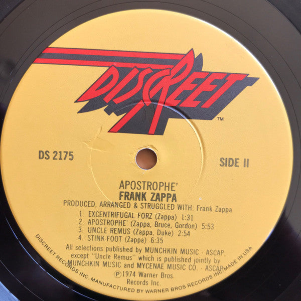 Frank Zappa : Apostrophe (') (LP, Album, RP, Jac)