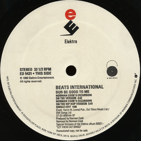Beats International : Dub Be Good To Me (Remixes) (12", Promo)
