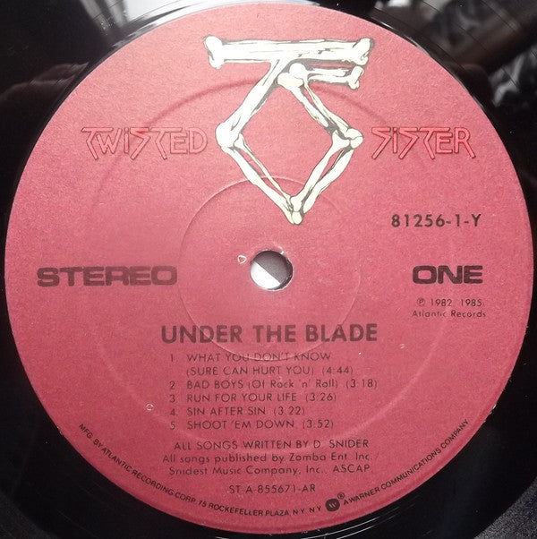 Twisted Sister : Under The Blade (LP, Album, RE, Rem)