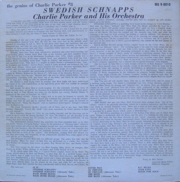 Charlie Parker And His Orchestra : Swedish Schnapps (LP, Album, Mono, Yel)
