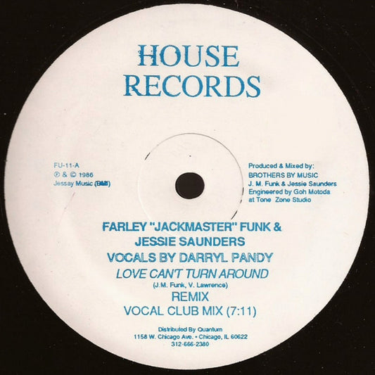 Farley "Jackmaster" Funk & Jessie Saunders* : Love Can't Turn Around (Remix) (12")
