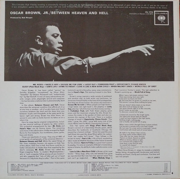 Oscar Brown Jr. : Between Heaven And Hell (LP, Mono)