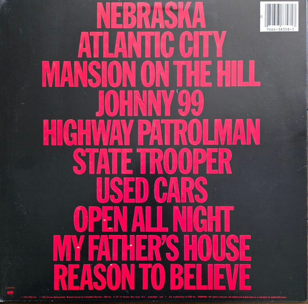 Bruce Springsteen : Nebraska (LP, Album, RE, Car)