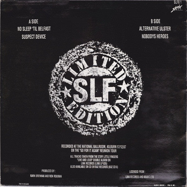 Stiff Little Fingers : No Sleep 'Til Belfast (12", Ltd)