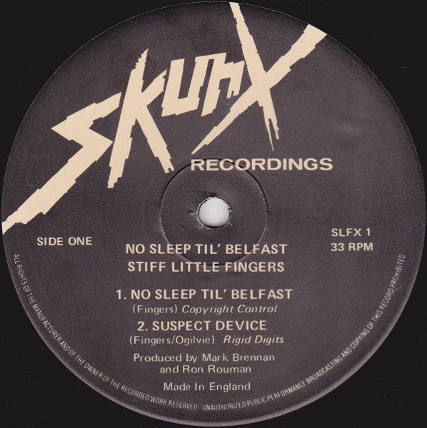 Stiff Little Fingers : No Sleep 'Til Belfast (12", Ltd)