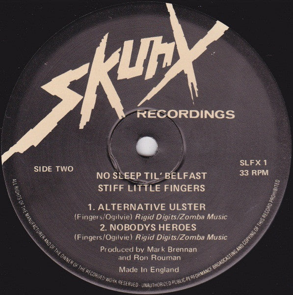 Stiff Little Fingers : No Sleep 'Til Belfast (12", Ltd)