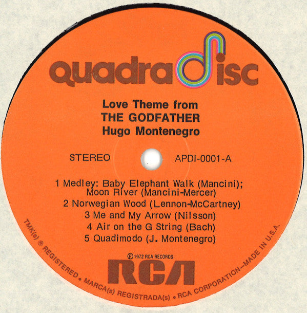 Hugo Montenegro : Love Theme From The Godfather (LP, Album, Ind)