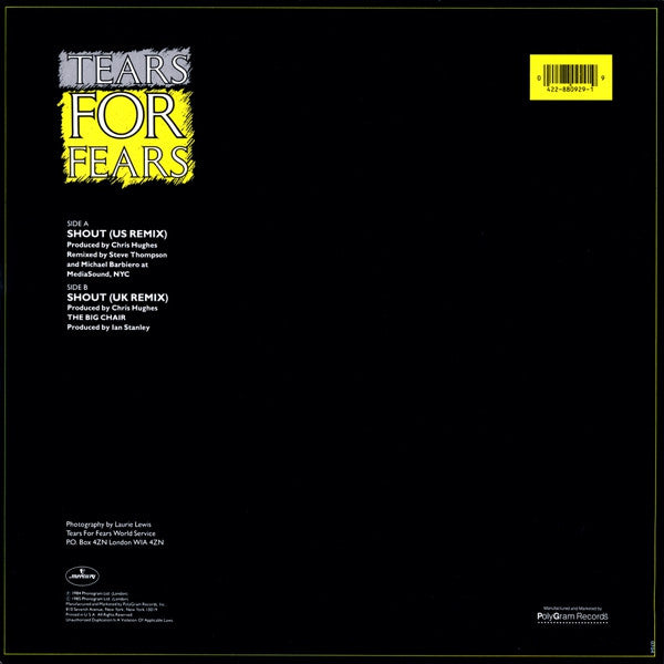Tears For Fears : Shout (US & UK Remix Versions) (12", PRC)
