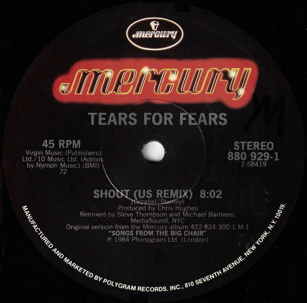 Tears For Fears : Shout (US & UK Remix Versions) (12", PRC)