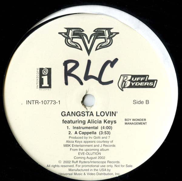 Eve (2) featuring Alicia Keys : Gangsta Lovin' (12", Single, Promo)