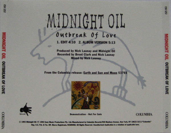 Midnight Oil : Outbreak Of Love (CD, Single, Promo)