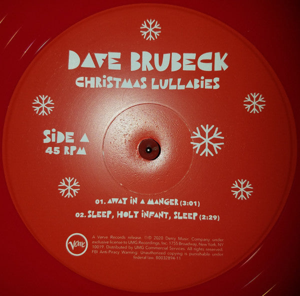 Dave Brubeck : Christmas Lullabies (12", S/Sided, RSD, Etch, Red)