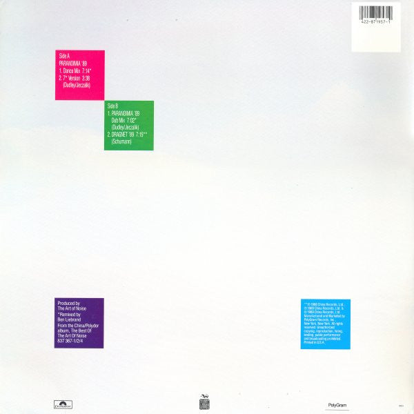The Art Of Noise : Paranoimia '89 (12", Single)