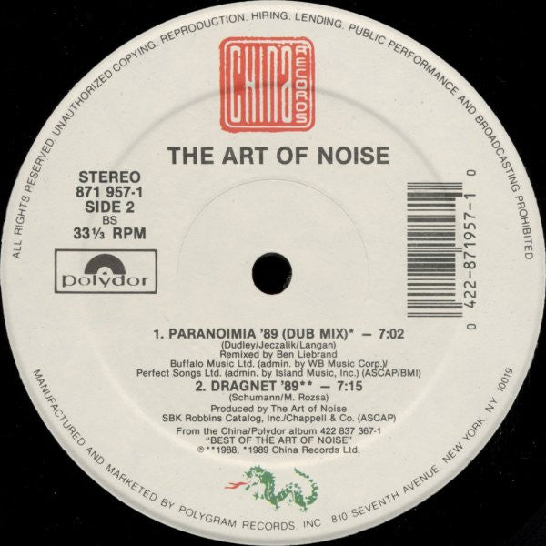 The Art Of Noise : Paranoimia '89 (12", Single)