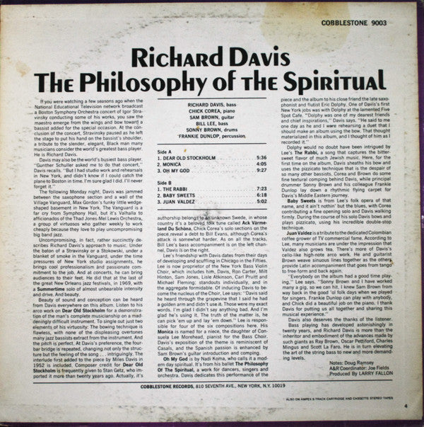Richard Davis (2) : The Philosophy Of The Spiritual (LP, Album)