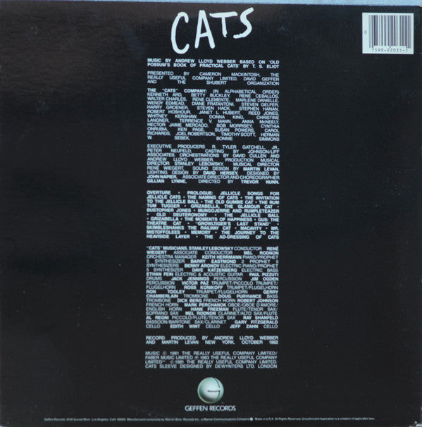 Andrew Lloyd Webber : Cats (Complete Original Broadway Cast Recording) (2xLP, Album, Gat)
