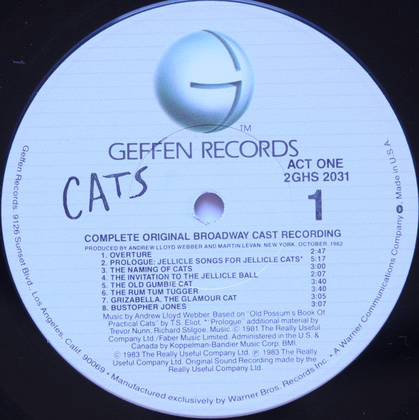 Andrew Lloyd Webber : Cats (Complete Original Broadway Cast Recording) (2xLP, Album, Gat)