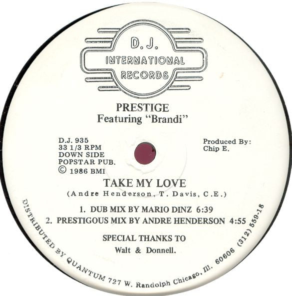 Prestige (5) Featuring Brandi Erin : Take My Love (12")
