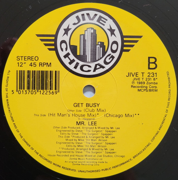 Mr. Lee : Get Busy (12", Pic)