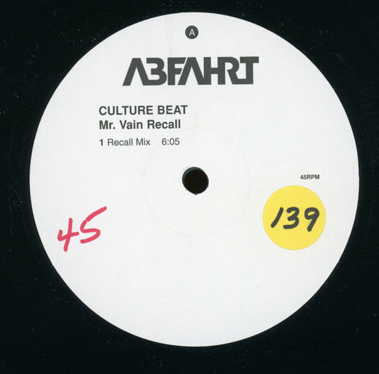 Culture Beat : Mr. Vain Recall (12", Maxi)