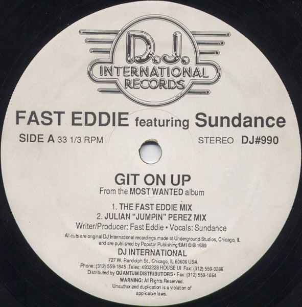 Fast Eddie* Featuring Sundance (2) : Git On Up (12")