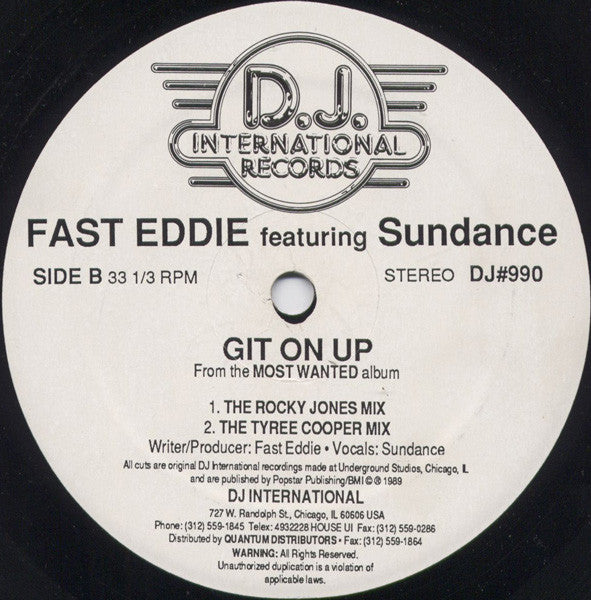 Fast Eddie* Featuring Sundance (2) : Git On Up (12")