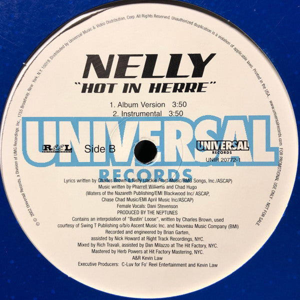 Nelly : Hot In Herre (12", Promo)