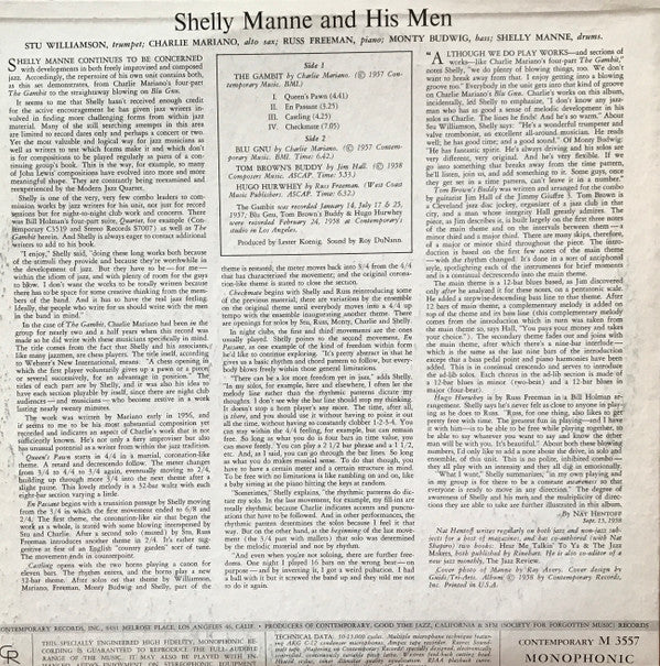 Shelly Manne & His Men : The Gambit (Volume 7) (LP, Album, Mono)