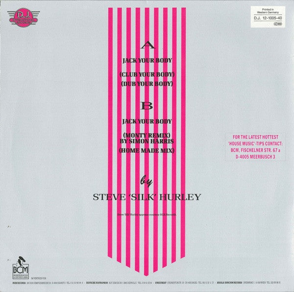 Steve "Silk" Hurley : Jack Your Body (12")