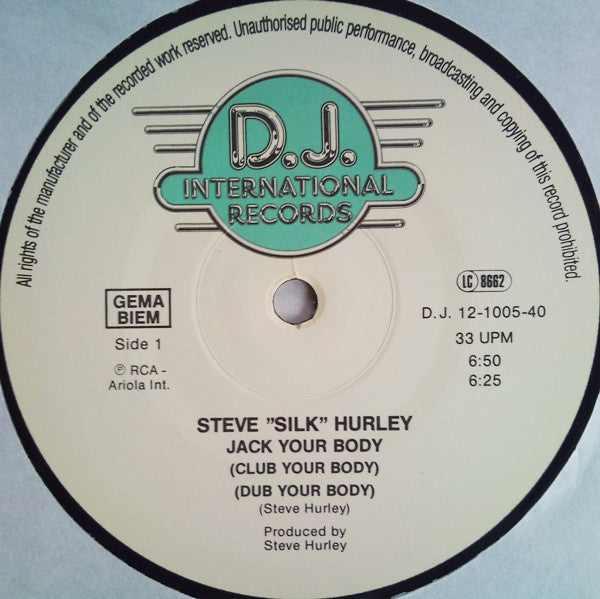 Steve "Silk" Hurley : Jack Your Body (12")