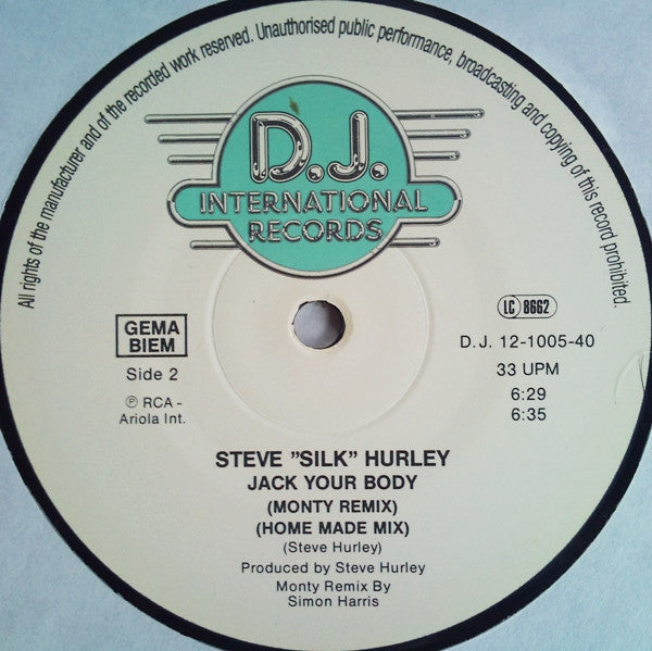 Steve "Silk" Hurley : Jack Your Body (12")
