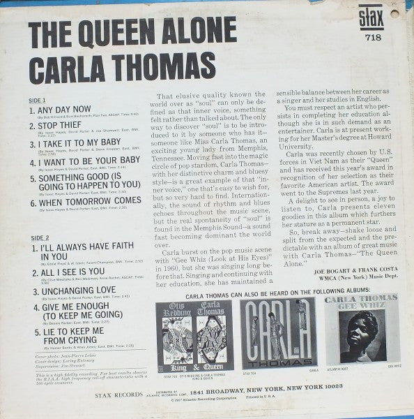 Carla Thomas : The Queen Alone (LP, Album, Mono)