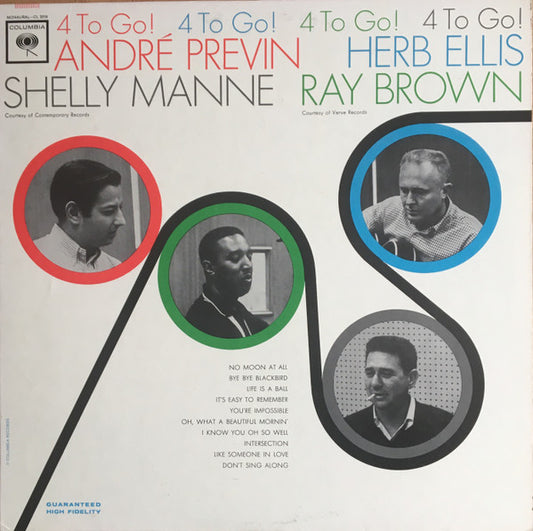 André Previn / Herb Ellis / Shelly Manne / Ray Brown : 4 To Go! (LP, Album, Mono)