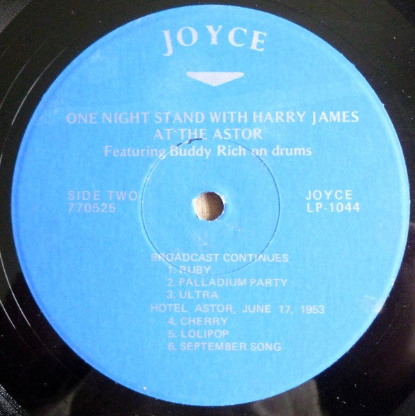 Harry James (2) : One Night Stand With Harry James At The Astor (LP)