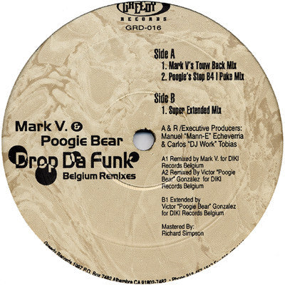 Mark V. & Poogie Bear : Drop Da Funk (Belgium Remixes) (12")