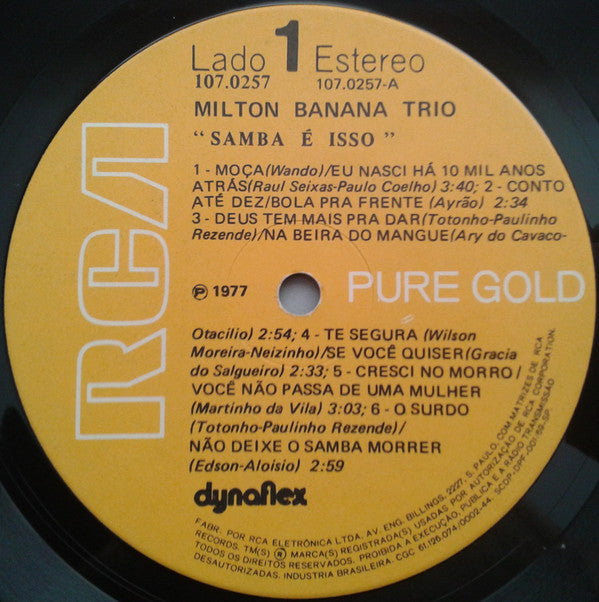 Milton Banana Trio : Samba É Isso (LP, Album, Dyn)