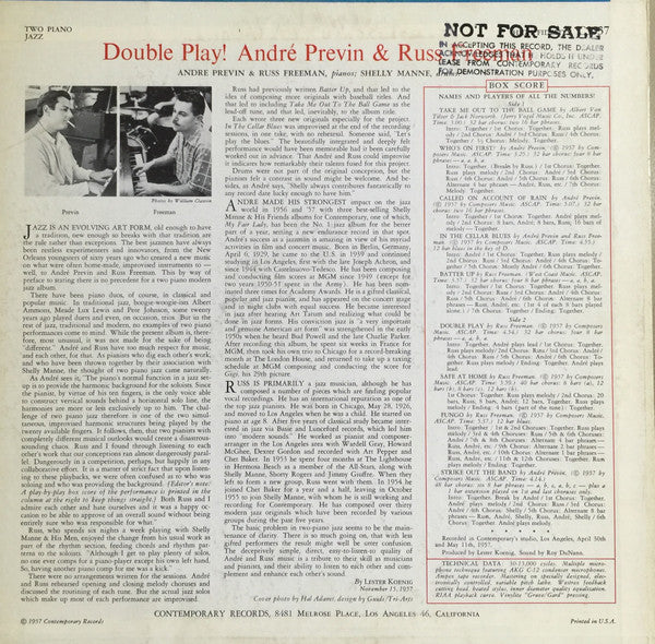 André Previn & Russ Freeman : Double Play! (LP, Album, Mono)
