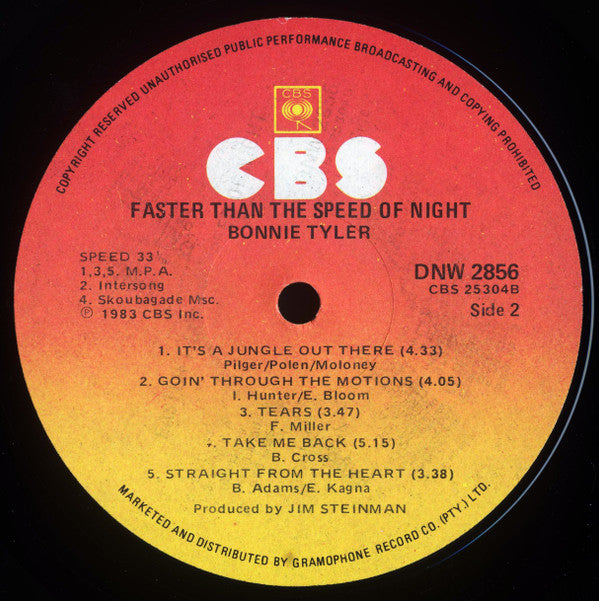 Bonnie Tyler : Faster Than The Speed Of Night (LP, Album)