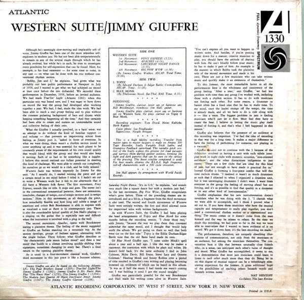 Jimmy Giuffre : Western Suite (LP, Album, Mono)