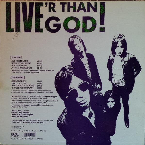 Thee Hypnotics : Live'r Than God (LP, Album)