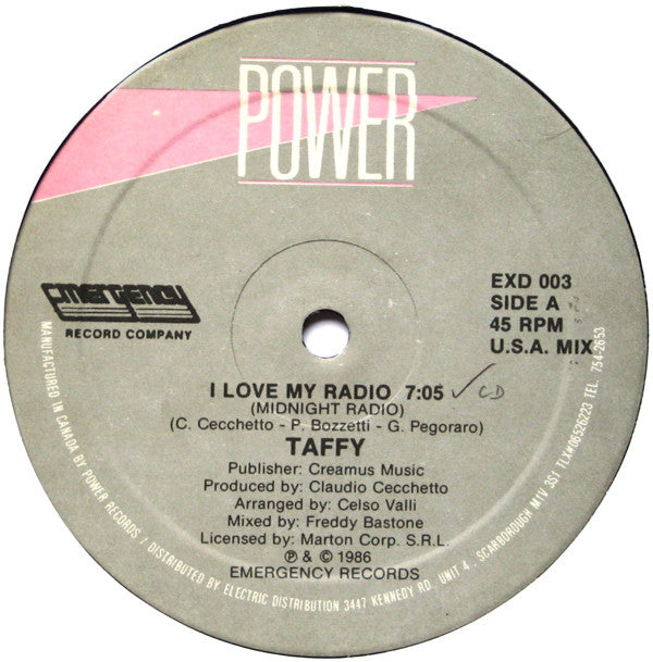 Taffy : I Love My Radio (12")