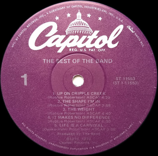 The Band : The Best Of The Band (LP, Comp, RE, Win)
