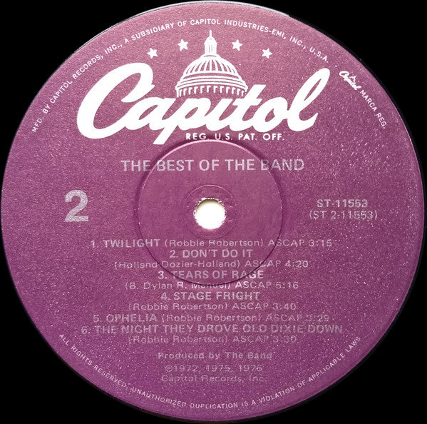 The Band : The Best Of The Band (LP, Comp, RE, Win)